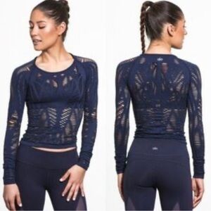 Alo Navy Cutout Long Sleeve Top